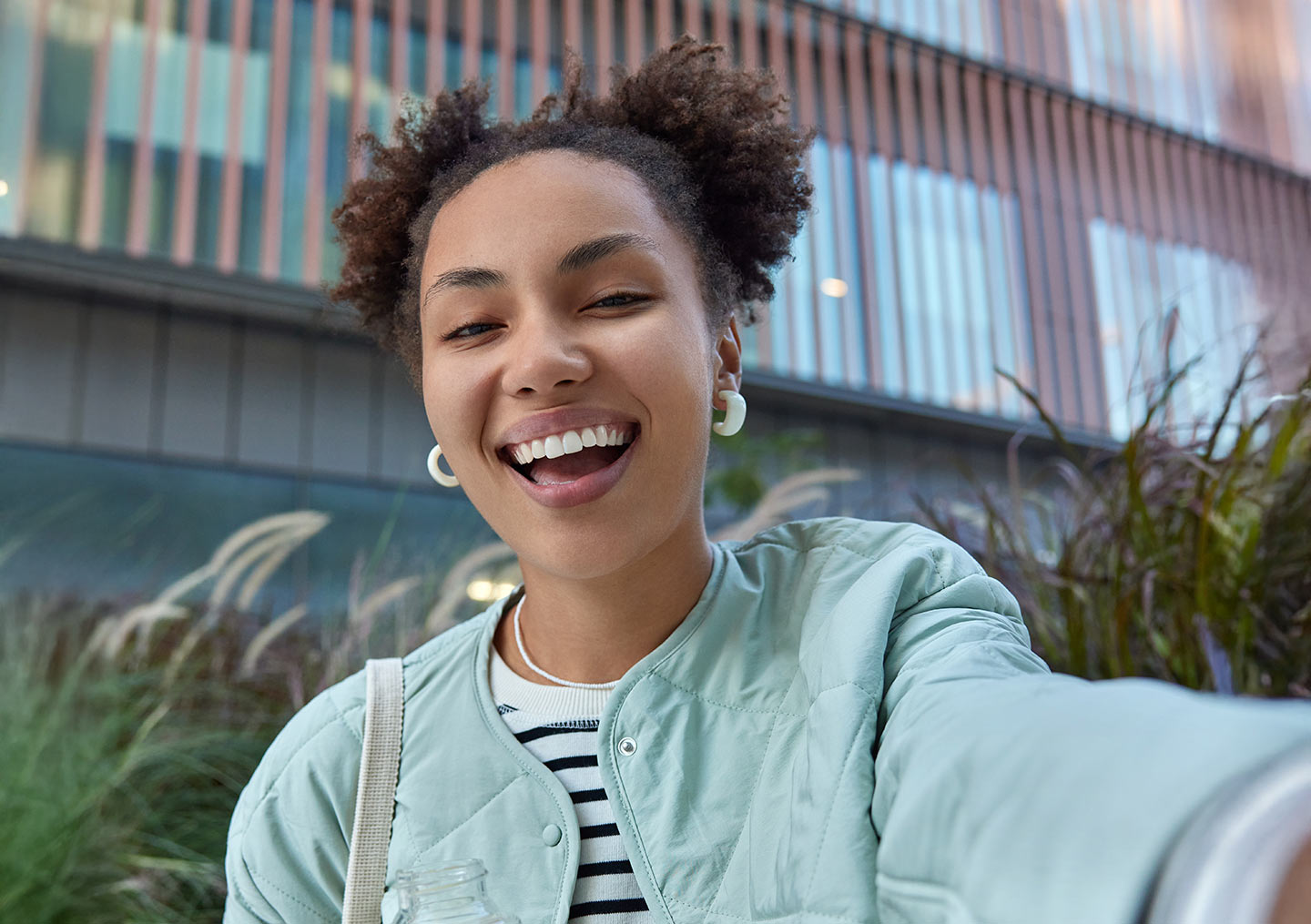 Happy girl smiling big